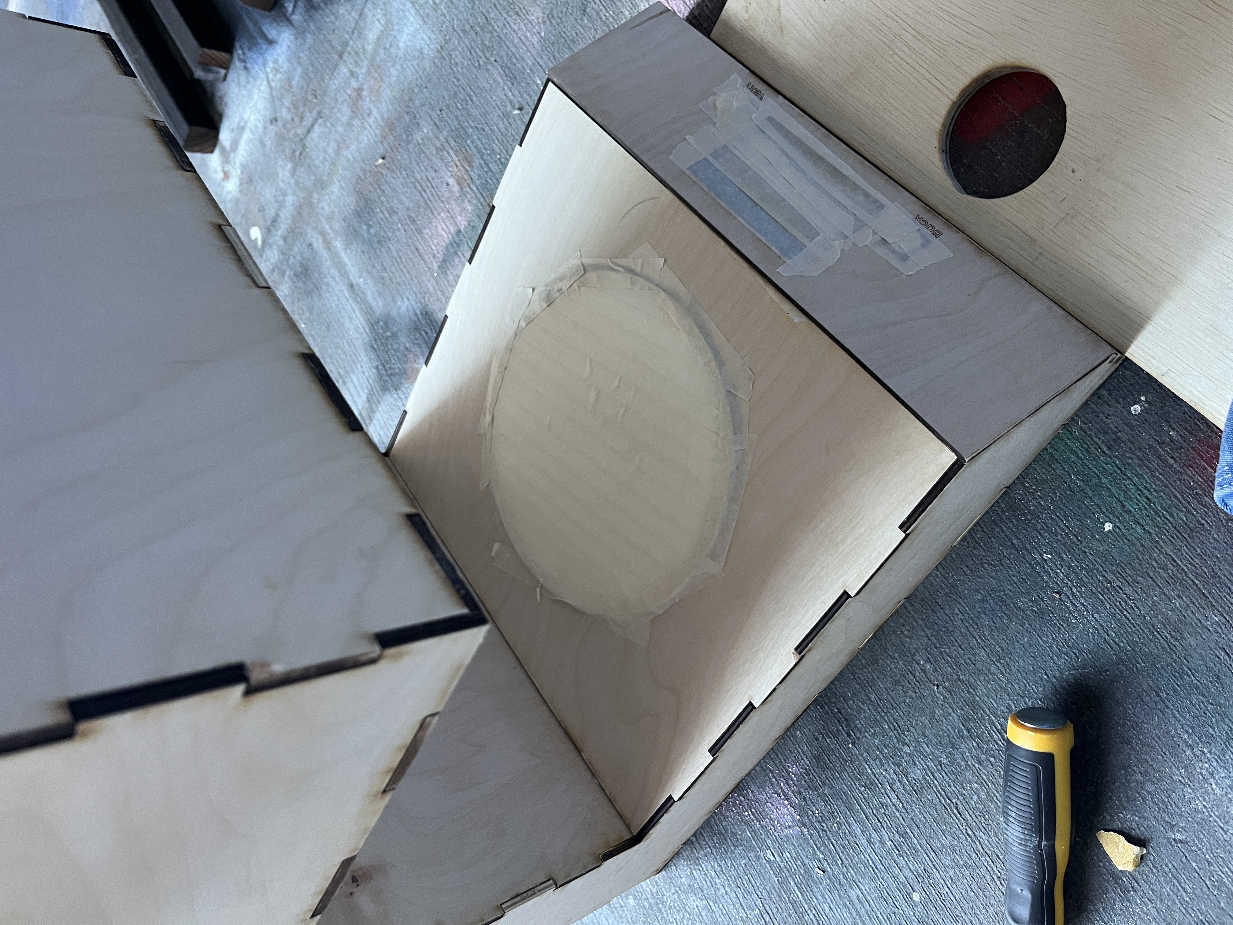 Enclosure taped for staining